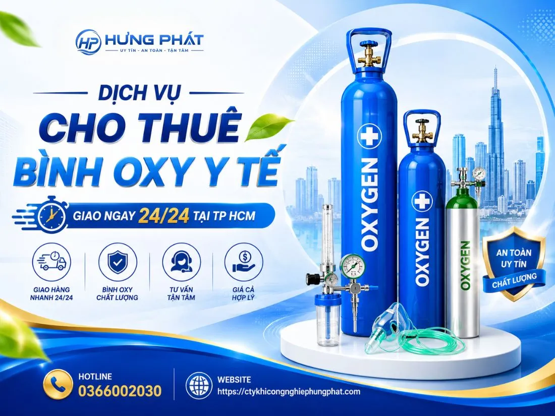 Dịch vụ cho thuê bình oxy y tế giao ngay 24/24 tại TP HCM