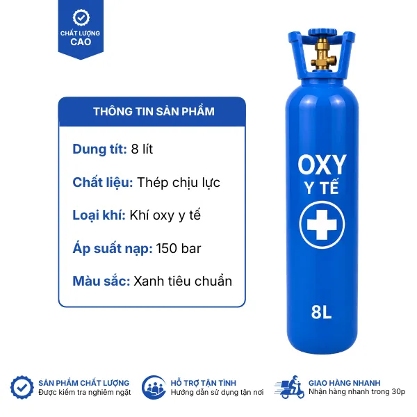 Bình oxy y tế 8 lít